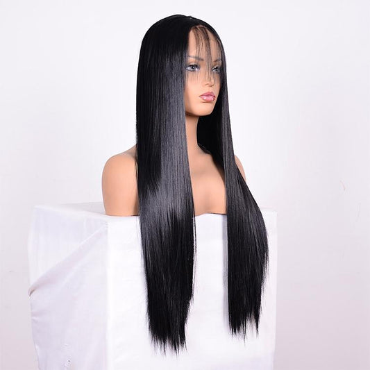 NNEIDS Long 14" Straight Lace Front Human Hair Wig - Style 1 No Code