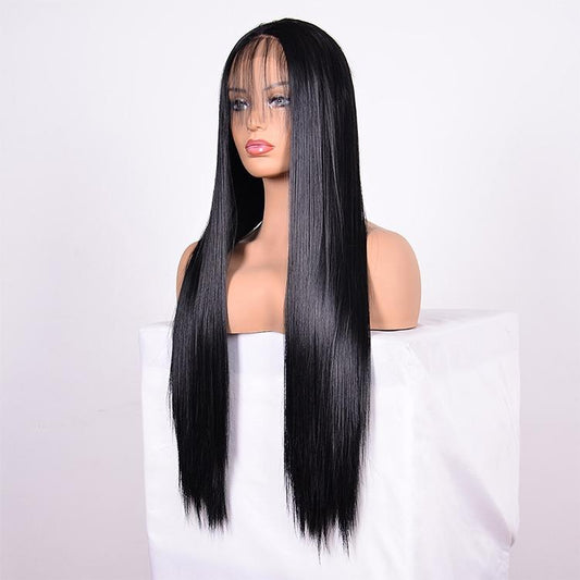 NNEIDS Long 1 Style Straight Lace Front Human Hair Wig - 16"