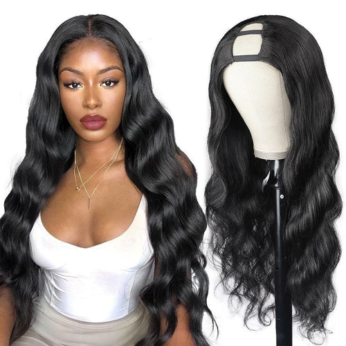 Beumax Long U Part Body Wave Human Hair Wigs For Black Women Brazilian Remy Ha