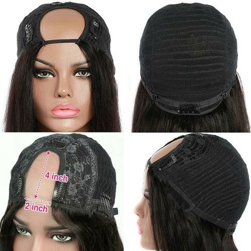 Beumax Long U Part Body Wave Human Hair Wigs For Black Women Brazilian Remy Ha