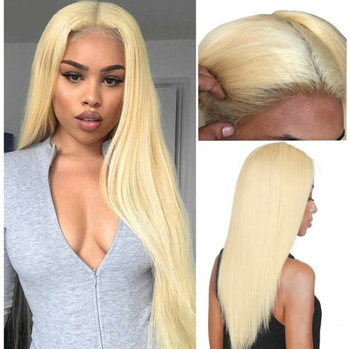 613 Light Blonde Hair Soft None Lace Synthetic Wigs Long Silky