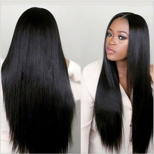 Fashion Soft Lace Wigs Long Black Silky Straight Long Wigs for Black