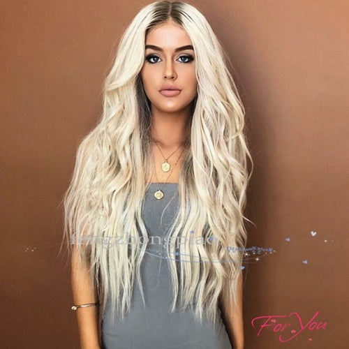 FZP Long Body Wave Blonde Wigs Glueless Full Wig China hair Like Human