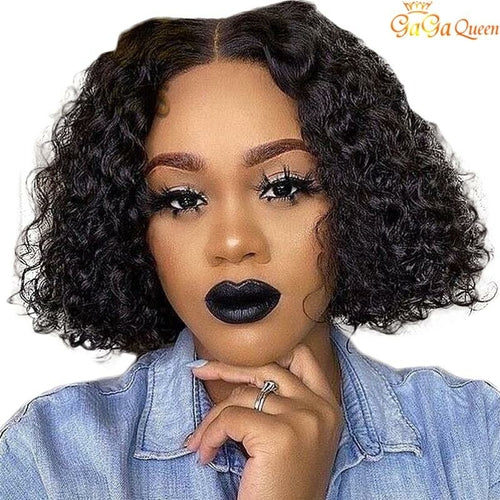 Short 13x4 lace frontal water wave human hair wigs brazilian curly hair wigs